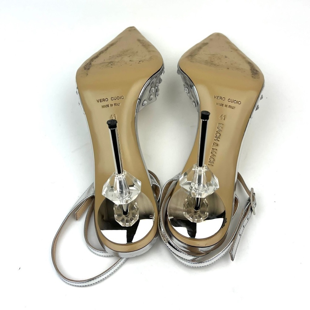 MACH & MACH Crystal Embellished Clear Ankle Strap Pump sz 11 - Picture 12 of 13